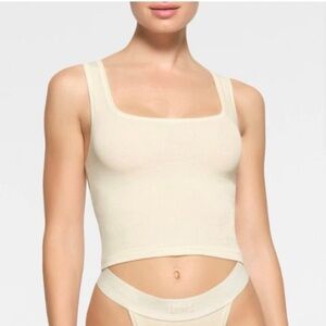 SKIMS Cream ribbed Tank Top m, xxs plum purple sports bra set bundle lot